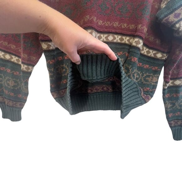 Vintage 1990s American Eagle Knit Crewneck Sweater / Striped / All Over Pattern - Picture 9 of 16